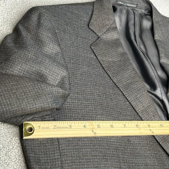 Ermenegildo Zegna Blazer Mens Large Gray Micro Check Wool 2 Button Notch Lapel - Picture 11 of 16